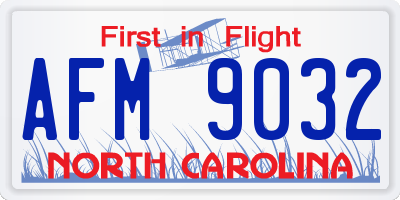 NC license plate AFM9032