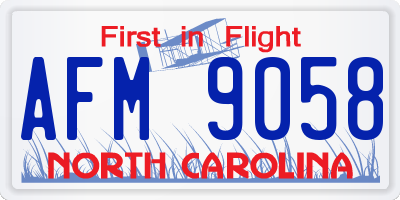 NC license plate AFM9058