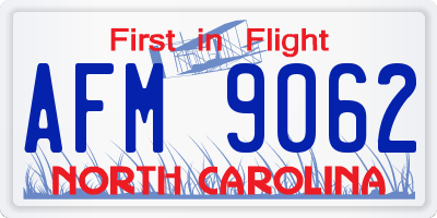 NC license plate AFM9062