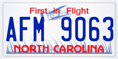 NC license plate AFM9063