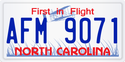 NC license plate AFM9071