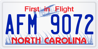 NC license plate AFM9072