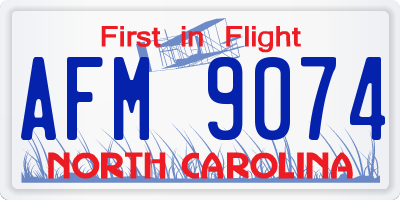 NC license plate AFM9074