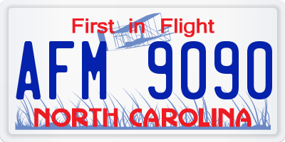 NC license plate AFM9090