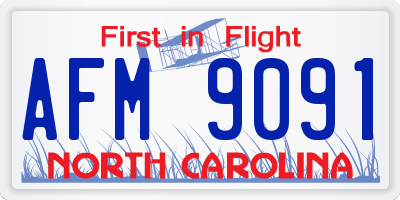 NC license plate AFM9091