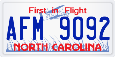 NC license plate AFM9092