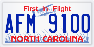 NC license plate AFM9100