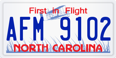 NC license plate AFM9102