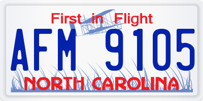 NC license plate AFM9105