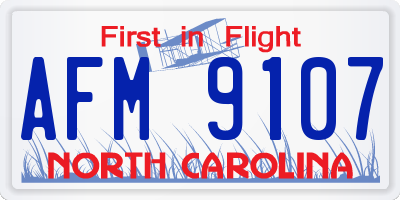 NC license plate AFM9107