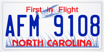 NC license plate AFM9108