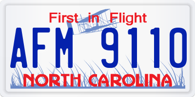 NC license plate AFM9110