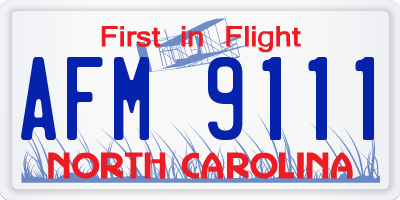 NC license plate AFM9111