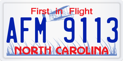 NC license plate AFM9113