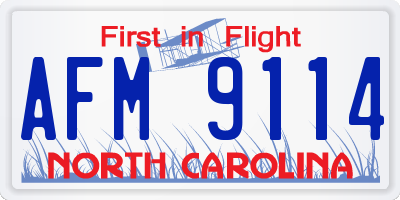 NC license plate AFM9114