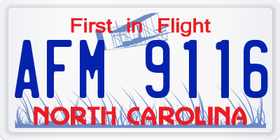 NC license plate AFM9116