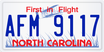 NC license plate AFM9117