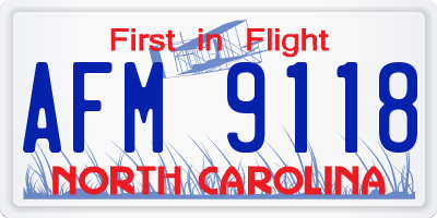 NC license plate AFM9118
