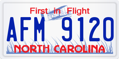 NC license plate AFM9120