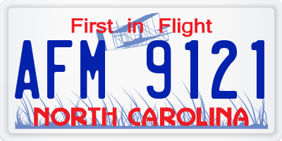 NC license plate AFM9121