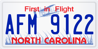 NC license plate AFM9122