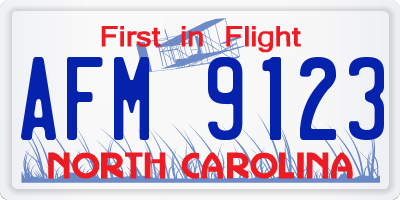 NC license plate AFM9123