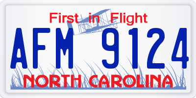 NC license plate AFM9124