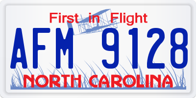 NC license plate AFM9128