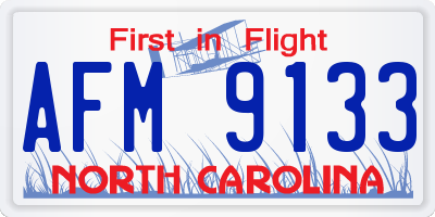 NC license plate AFM9133