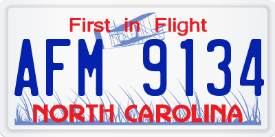 NC license plate AFM9134