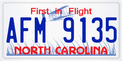 NC license plate AFM9135