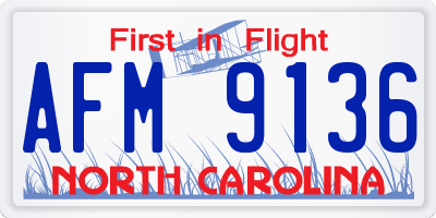 NC license plate AFM9136