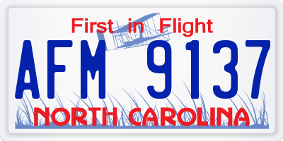 NC license plate AFM9137