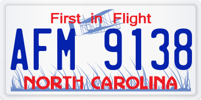 NC license plate AFM9138