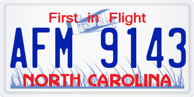 NC license plate AFM9143