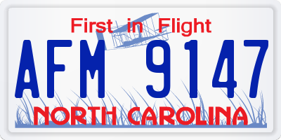 NC license plate AFM9147