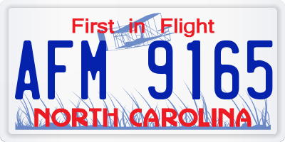 NC license plate AFM9165