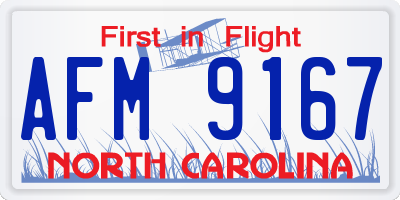 NC license plate AFM9167