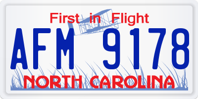NC license plate AFM9178