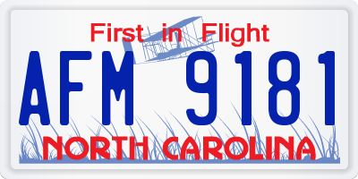 NC license plate AFM9181