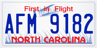 NC license plate AFM9182