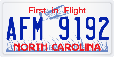 NC license plate AFM9192