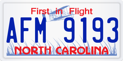 NC license plate AFM9193