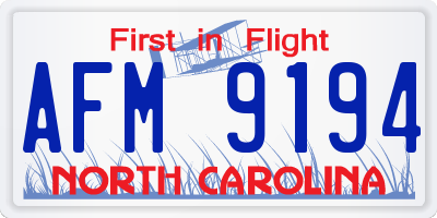 NC license plate AFM9194