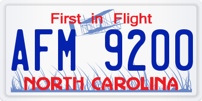 NC license plate AFM9200
