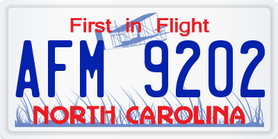 NC license plate AFM9202