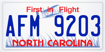 NC license plate AFM9203