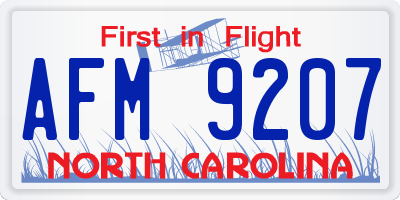NC license plate AFM9207