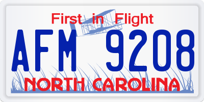 NC license plate AFM9208