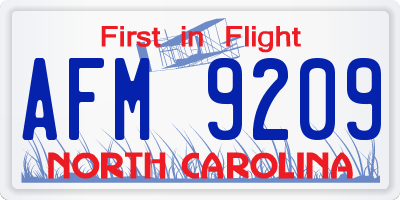 NC license plate AFM9209
